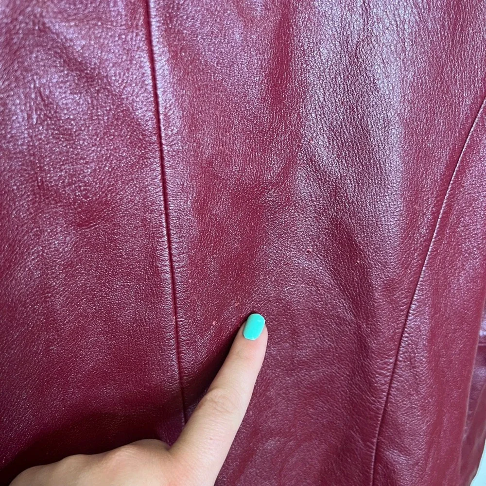Wilsons Leather Pelle Studio Red Genuine Leather Zip Up Jacket‎ Womens Medium - Picture 7 of 9